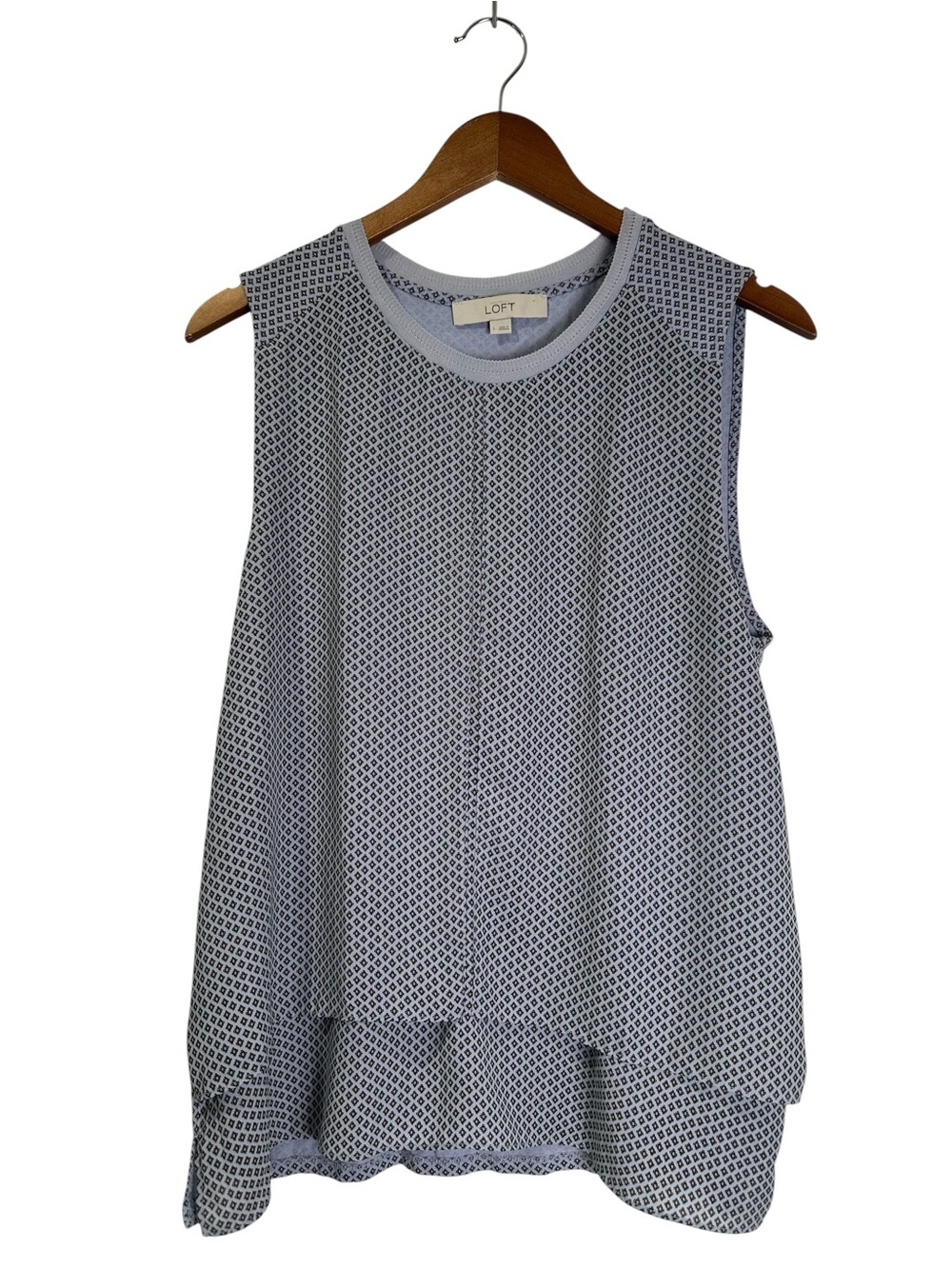LOFT Women’s L Blue Sleeveless Patterned Tank Top